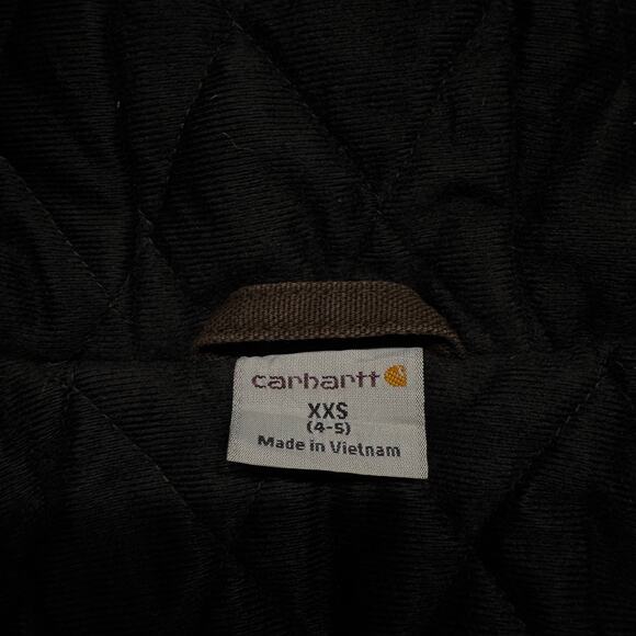 Carhartt Kids Duck Canvas XXS 4-5 Brown Hooded Quilted Insulated Winter Jacket - Picture 7 of 8